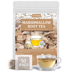 ULTHMOK marshmallow root tea bags in cup showing caffeine-free comfort