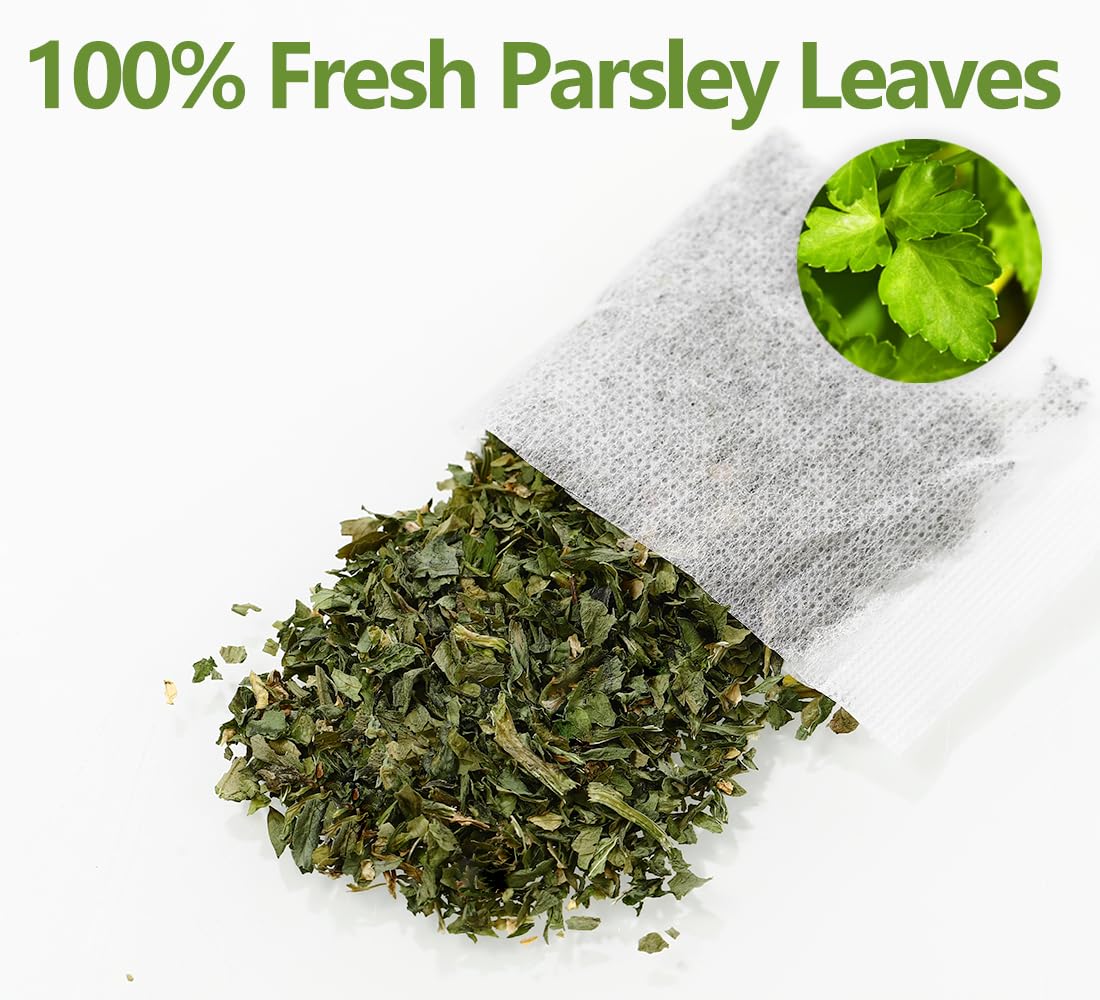 ULTHMOK Parsley tea bags in cup ready to steep for a soothing moment