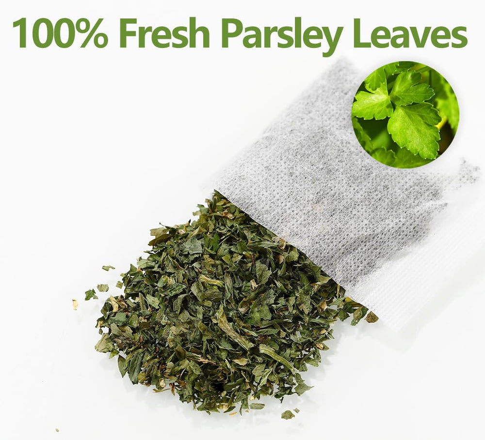 ULTHMOK Parsley tea bags in cup ready to steep for a soothing moment
