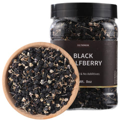 ULTHMOK premium black goji tea jar, highlighting the rich aroma and natural antioxidants.