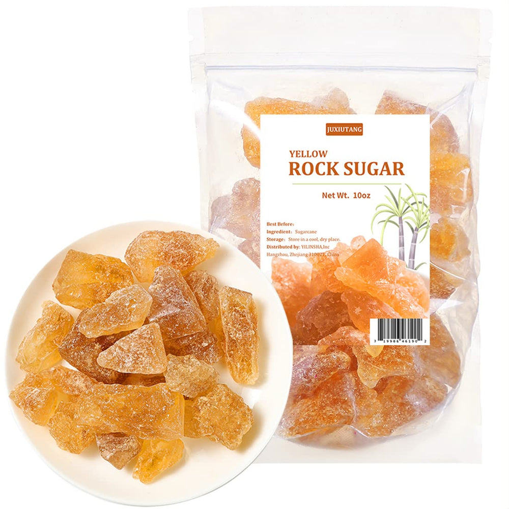 ULTHMOK premium rock sugar crystals in a jar for tea, coffee, and pastries.