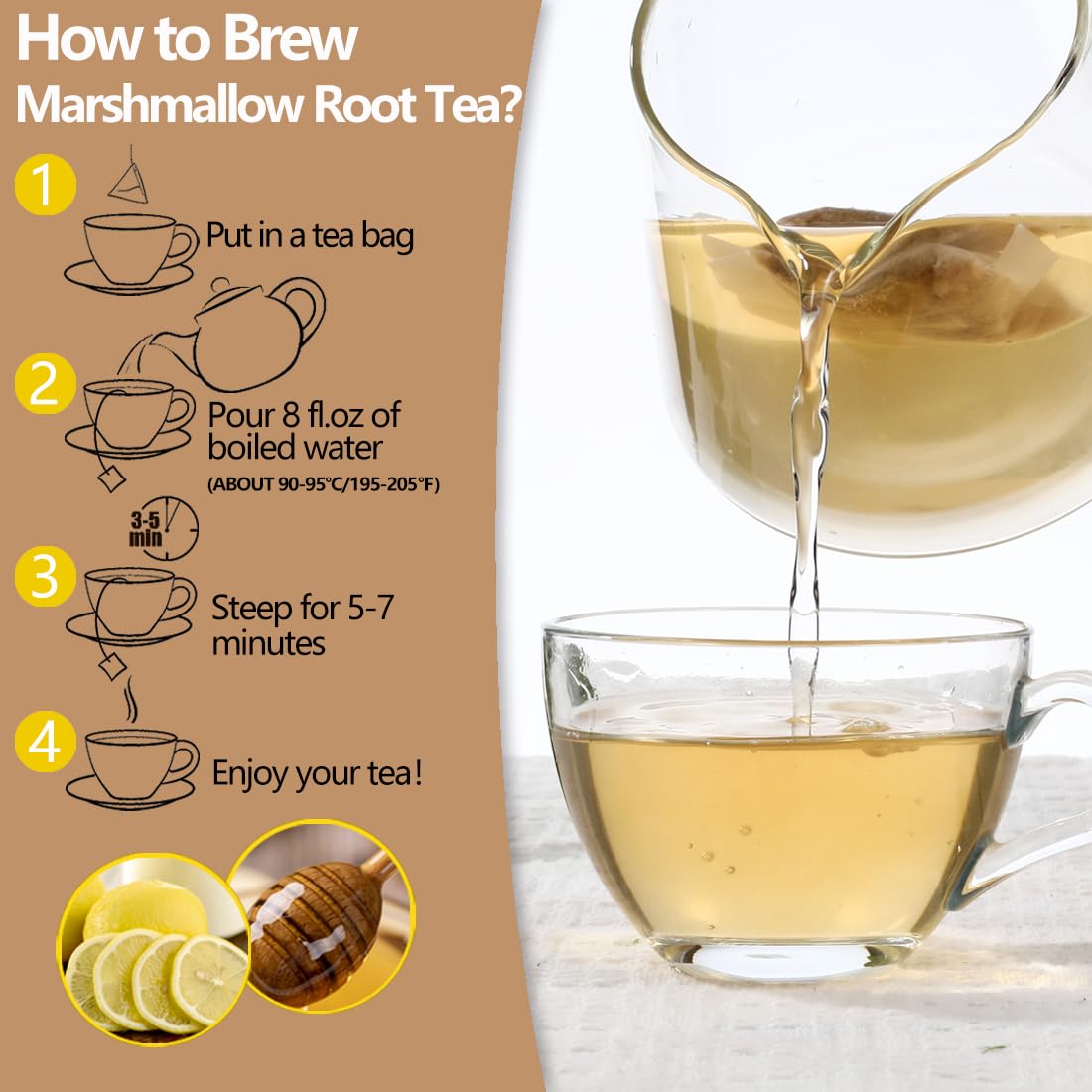 ULTHMOK tea brew in glass cup emphasizing aroma