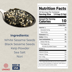 Umino Furikake kelp powder and sea salt close-up highlights clean ingredients