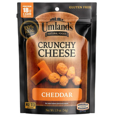 Umland's Crunchy Cheese cheddar bag shows real Wisconsin cheddar and a bold crunch.