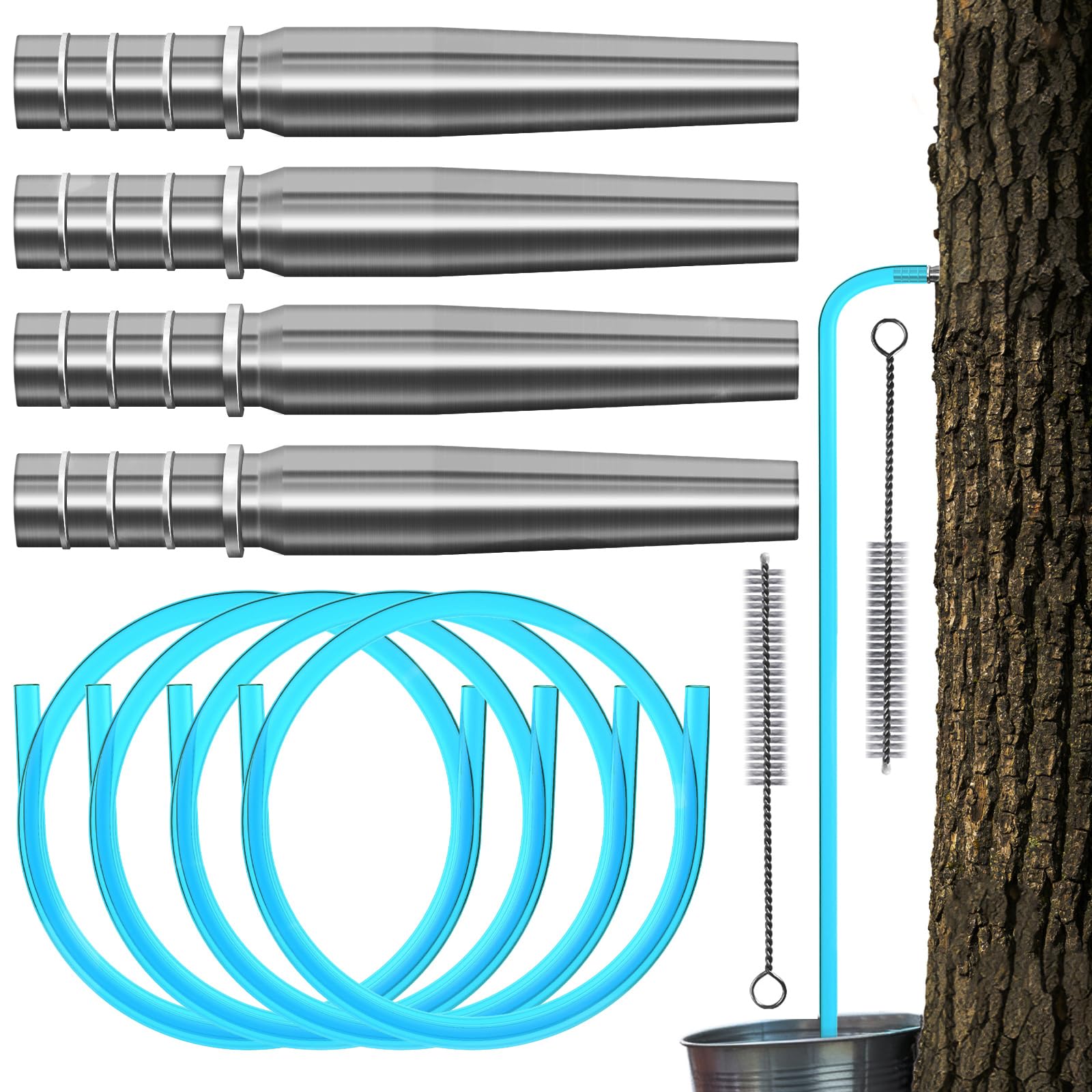 UMONIE Maple Syrup Kit spiles close-up, durable stainless steel for reliable harvest
