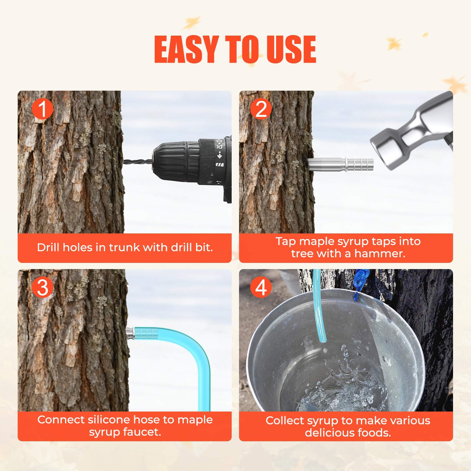UMONIE syrup tapping kit in use, multi-tree harvesting made easy