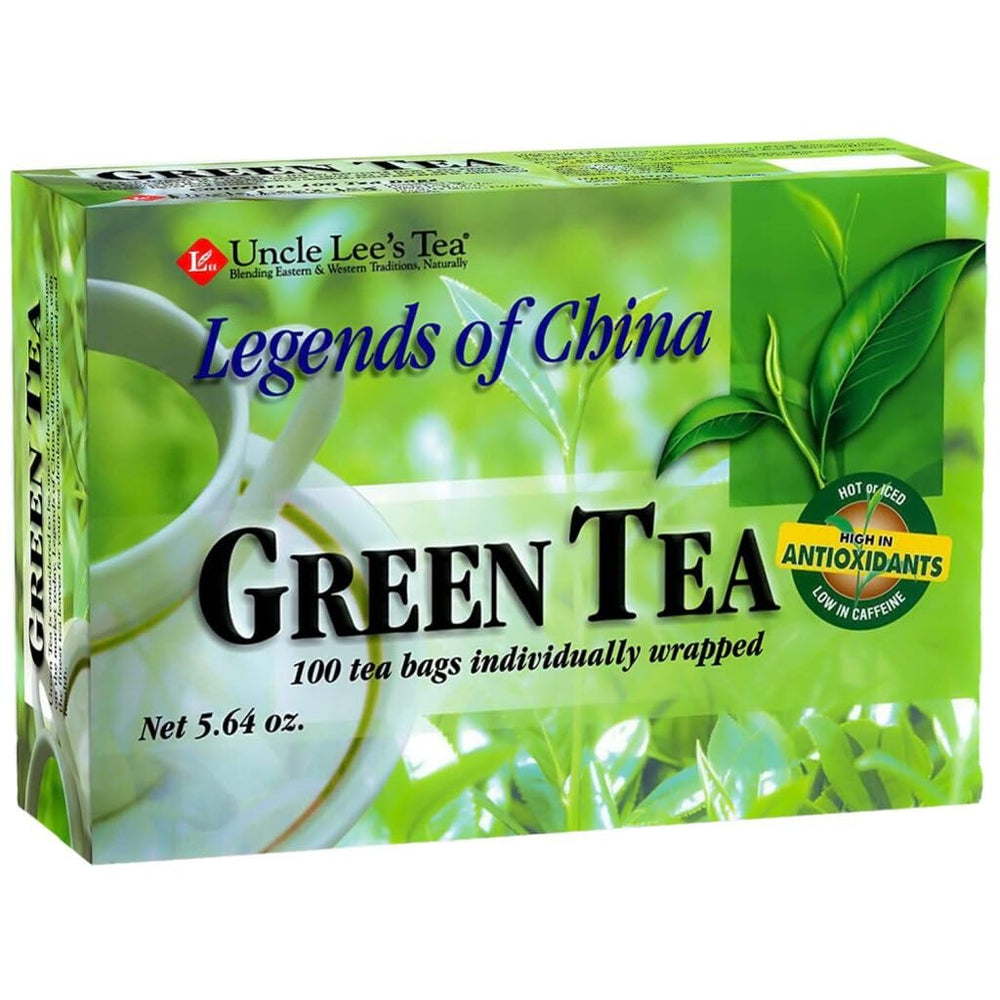 Uncle Lee's Premium Green Tea tea bag in cup ready to brew for a refreshing start