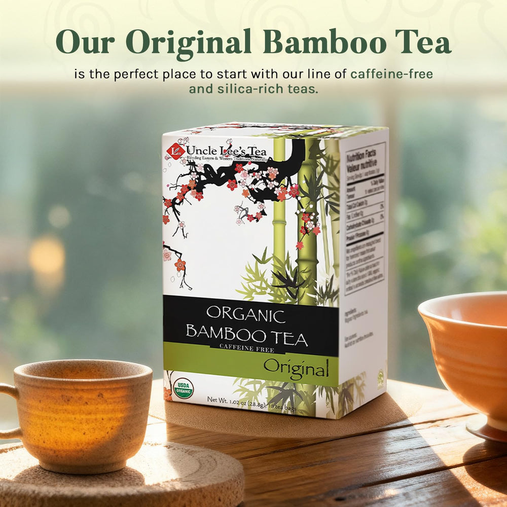 Uncle Lee's Tea Bamboo Original heritage badge on label signals trusted three generations