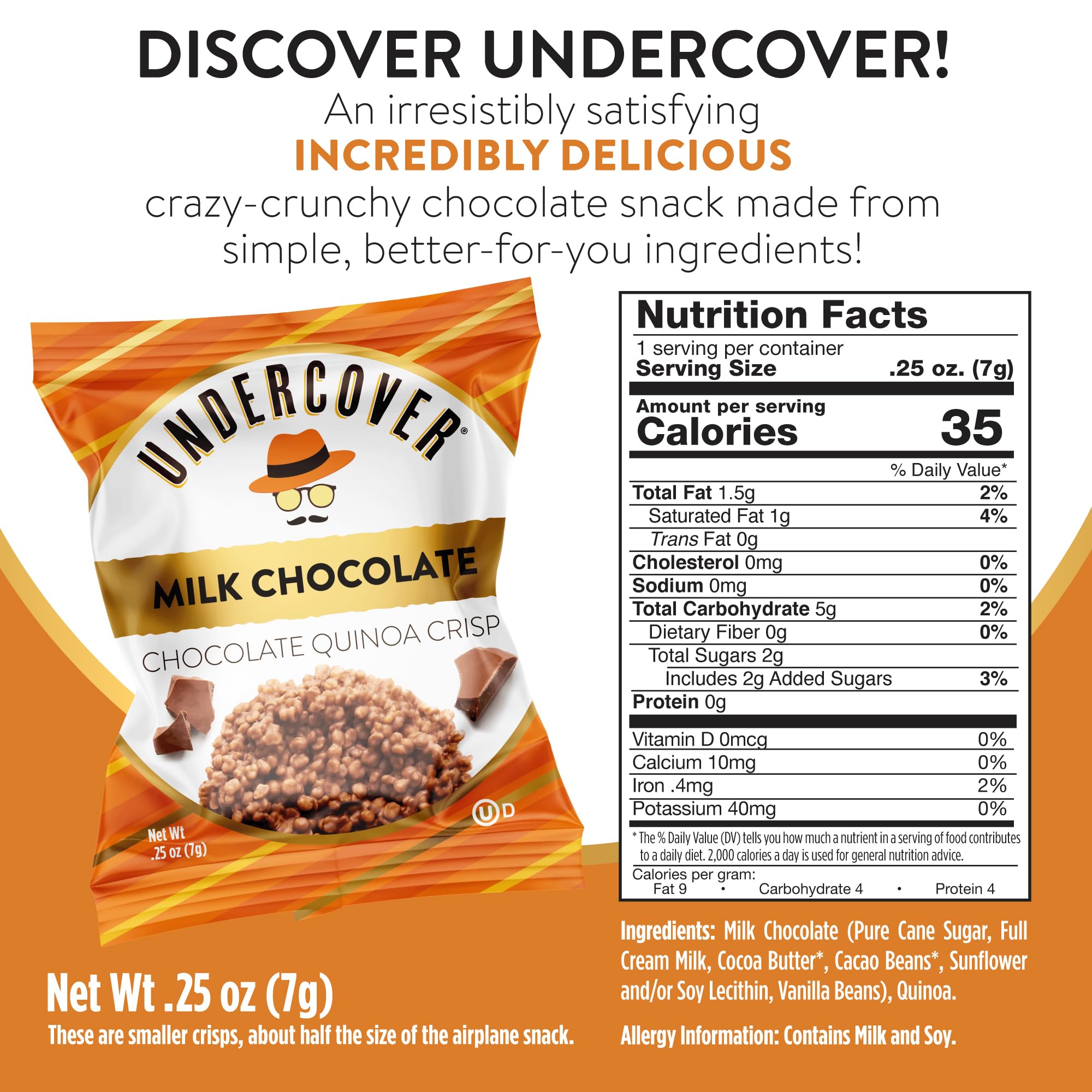 Close-up of Undercover Quinoa Crisps milk chocolate with crisp quinoa.