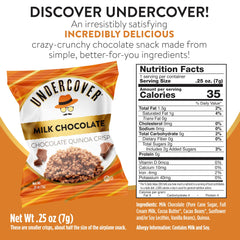 Close-up of Undercover Quinoa Crisps milk chocolate with crisp quinoa.