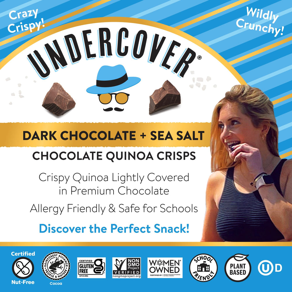 Ingredient list highlight natural, allergen-friendly components in Undercover Quinoa crisps.