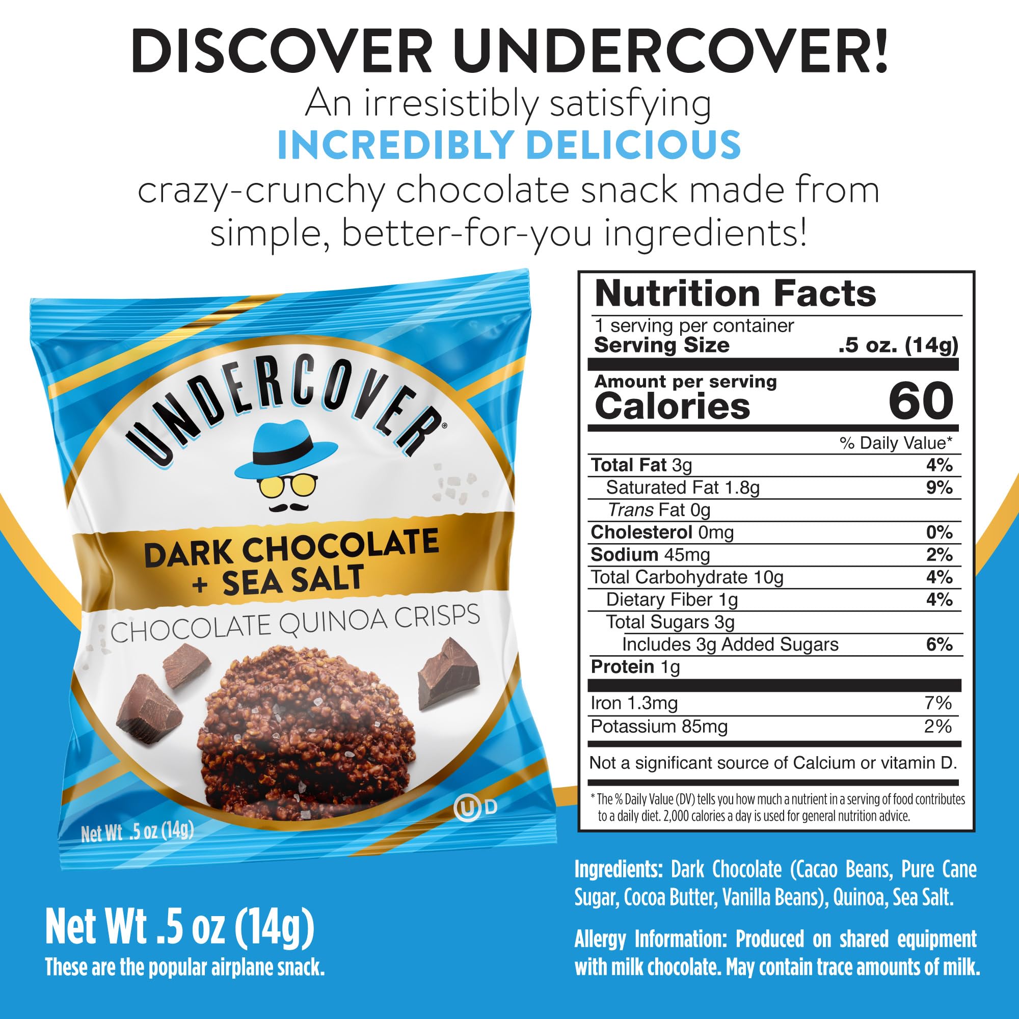 Undercover Snacks airline pack 30-count in hand for travel convenience