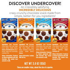 Undercover Snacks chocolate quinoa crisps with dark chocolate and cherries—bold flavor with fiber.