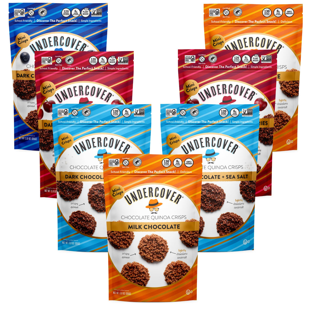Undercover Snacks chocolate quinoa crisps with dark chocolate and sea salt—gluten-free snack time.