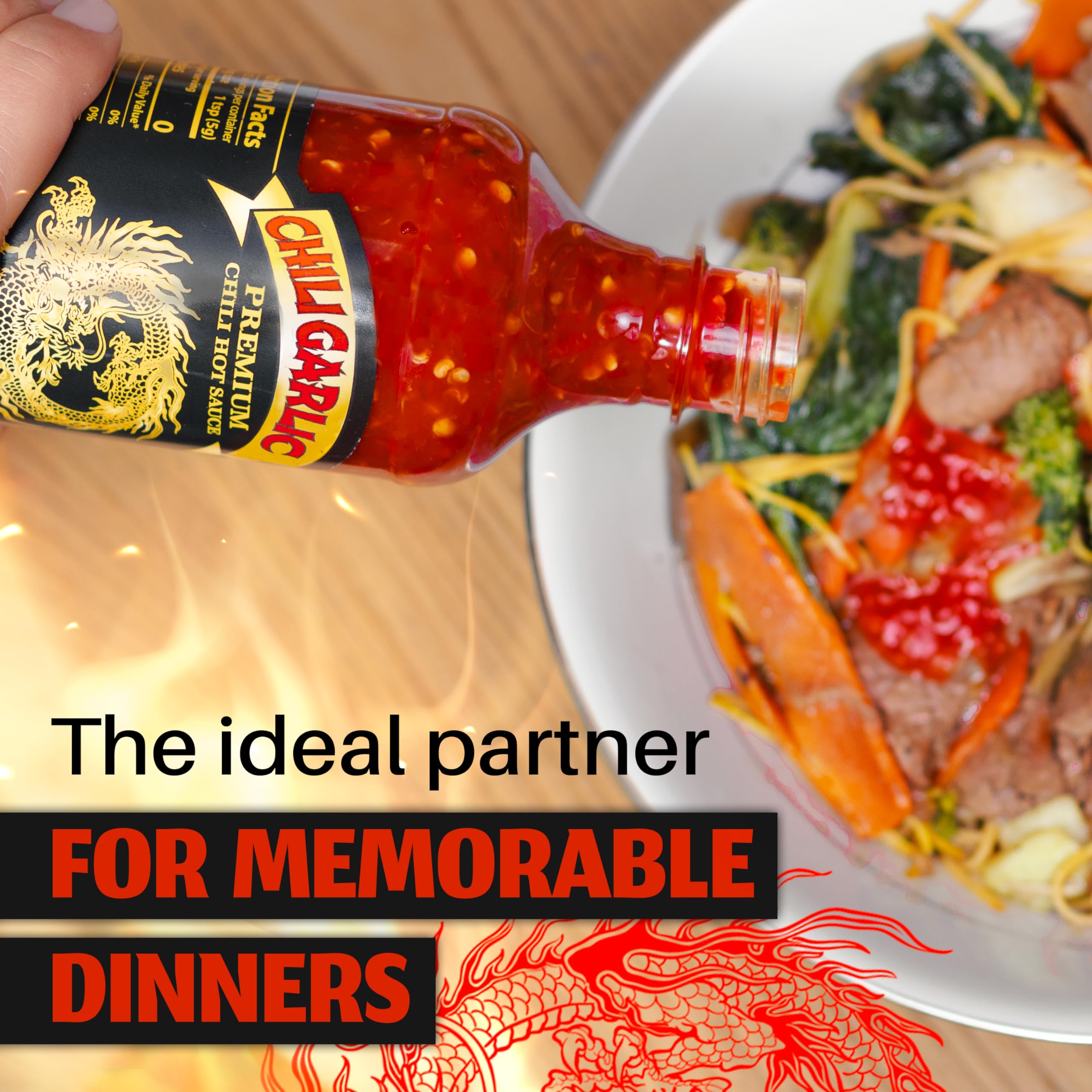 Underwood Ranches Dragon Chili Garlic enhances stir-fries with vibrant heat
