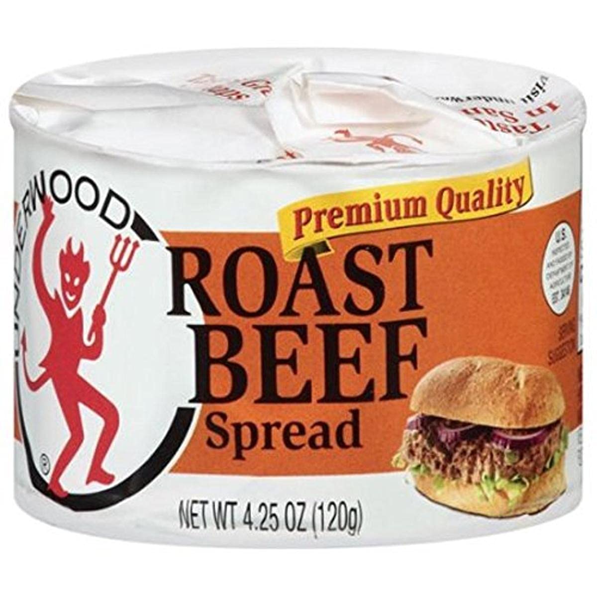 Underwood Roast Beef Spread jar closeup highlighting creamy, savory texture for sandwiches