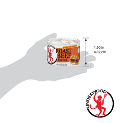 Underwood Roast Beef Spread packaging shown on shelf for pantry-ready convenience