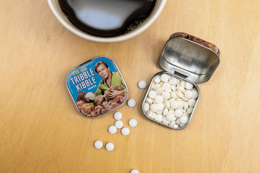 Back of the compact mint tin showing its size for portability.