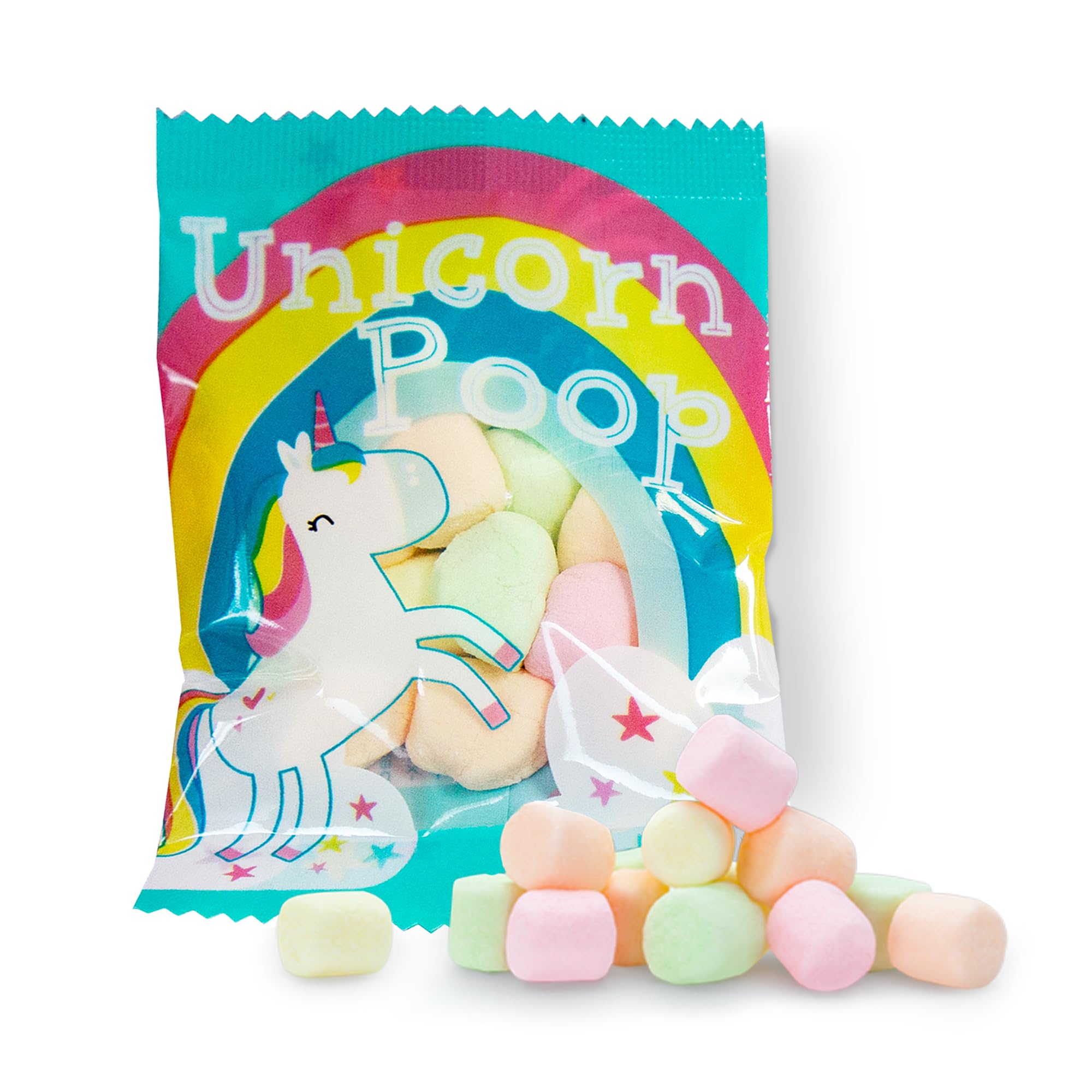 Unicornucopia Unicorn Poop Candy packaging with bright colors for party favors.