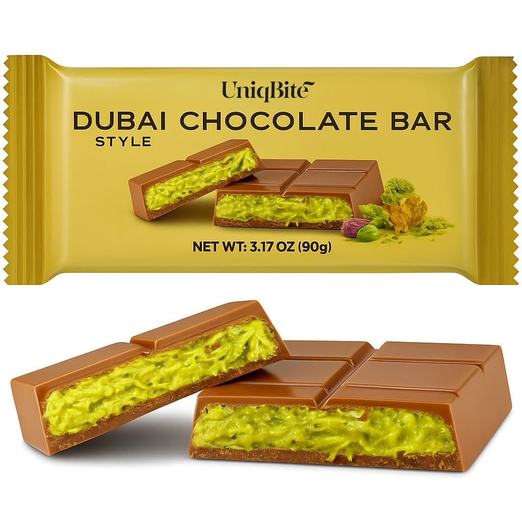 UNIQBITE Dubai Pistachio Bar wrapped for freshness and gifting