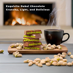 UNIQBITE Dubai Pistachio Bar sliced for serving, inviting sharing.