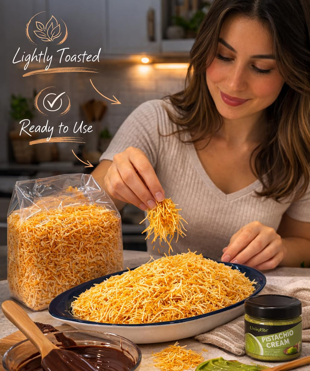 UNIQBITE kataifi absorbs syrup evenly for consistent sweetness.