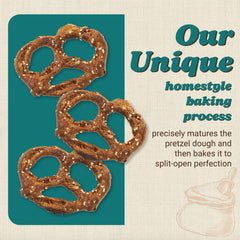 Unique Snacks Original Splits Pretzels kosher certification badge signals trusted quality.