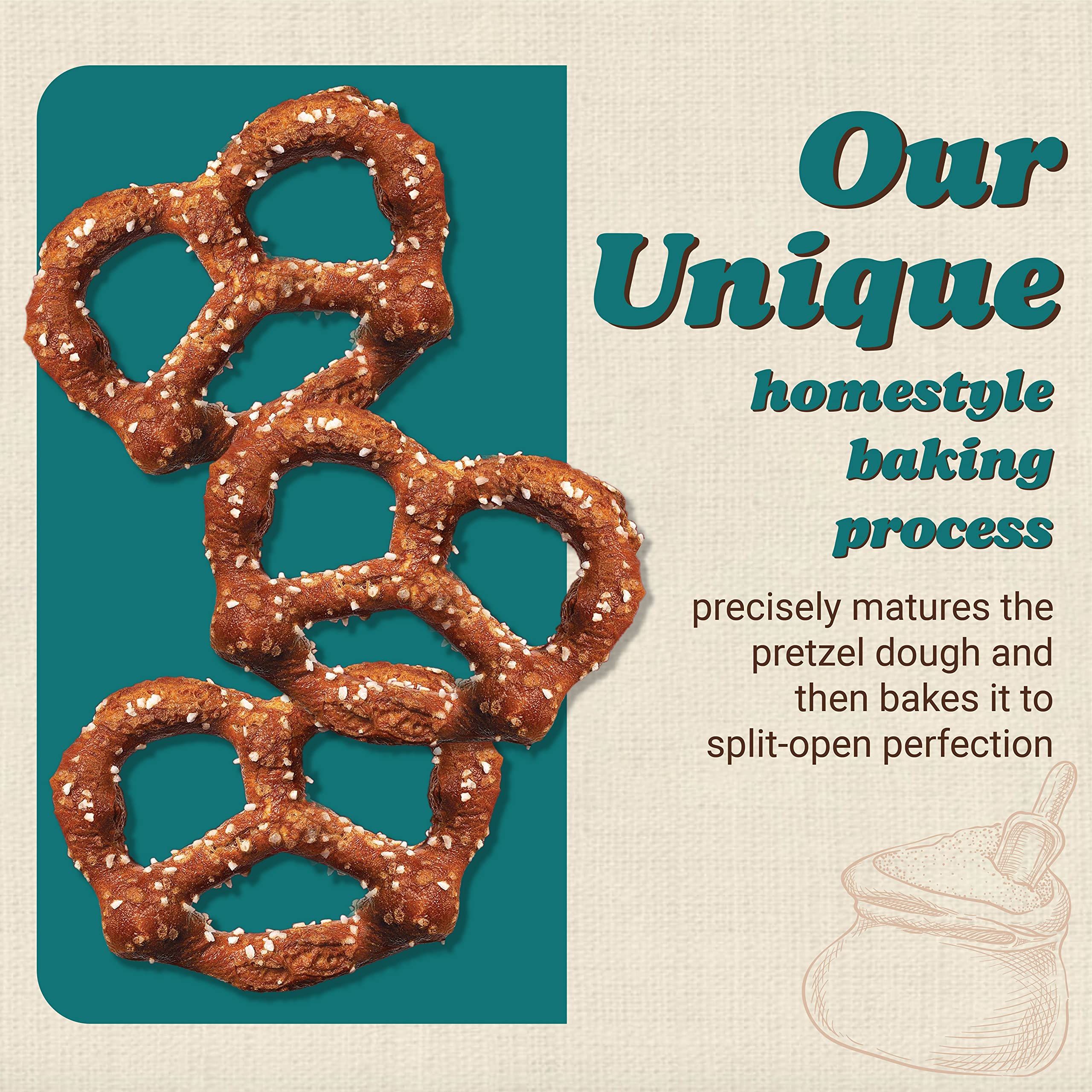 Unique Snacks Splits-pretzels ingredients highlight non-GMO, all-natural goodness.