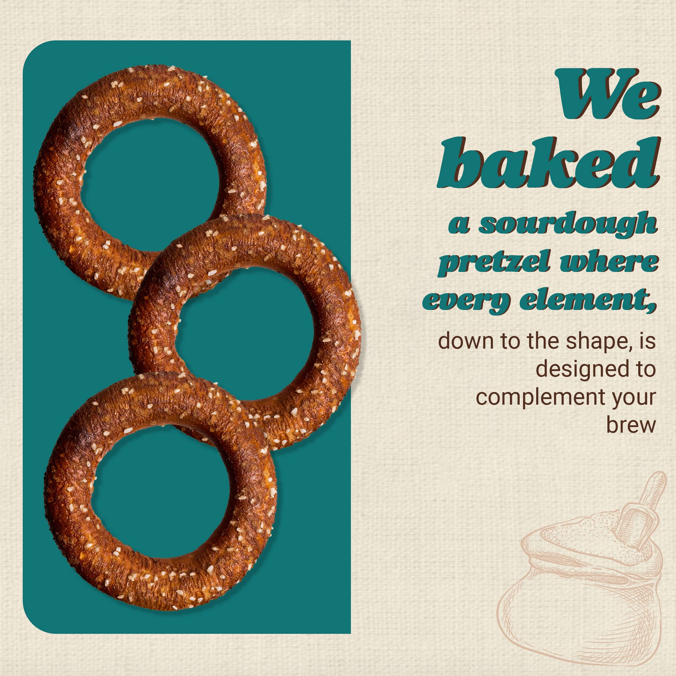 Unique Snacks pretzel rings with beer on a wooden table for a casual tasting