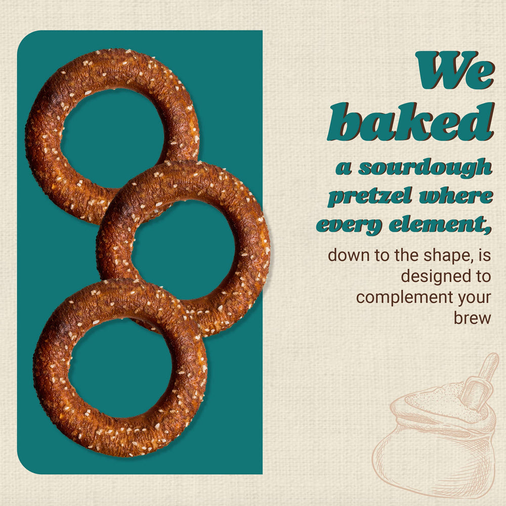 Unique Snacks pretzel rings with beer on a wooden table for a casual tasting