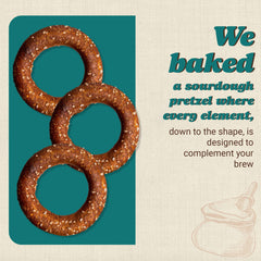 Unique Snacks pretzel rings with beer on a wooden table for a casual tasting