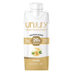 Unjury Vanilla RTD bottle pour for convenient on-the-go protein