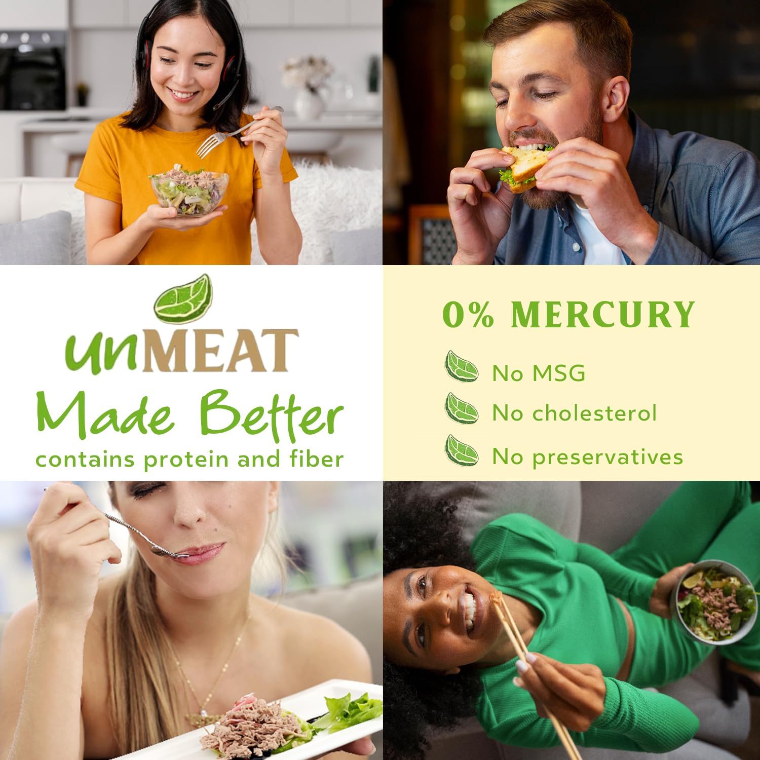 UnMEAT Tuna Style Flakes packaging close-up, sustainable sourcing highlighted.