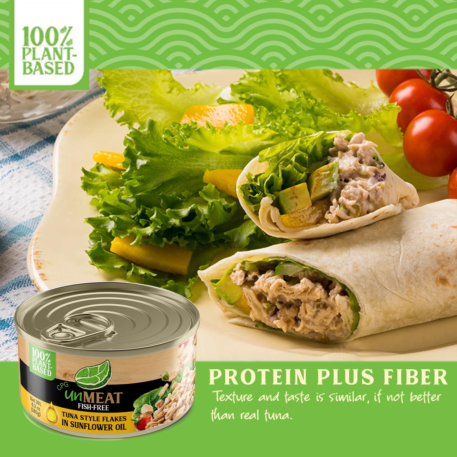 unMEAT Tuna Style Flakes served in salad for protein-rich lunches.