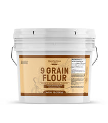 Unpretentious 9 Grain Flour bag ready for fresh bread baking
