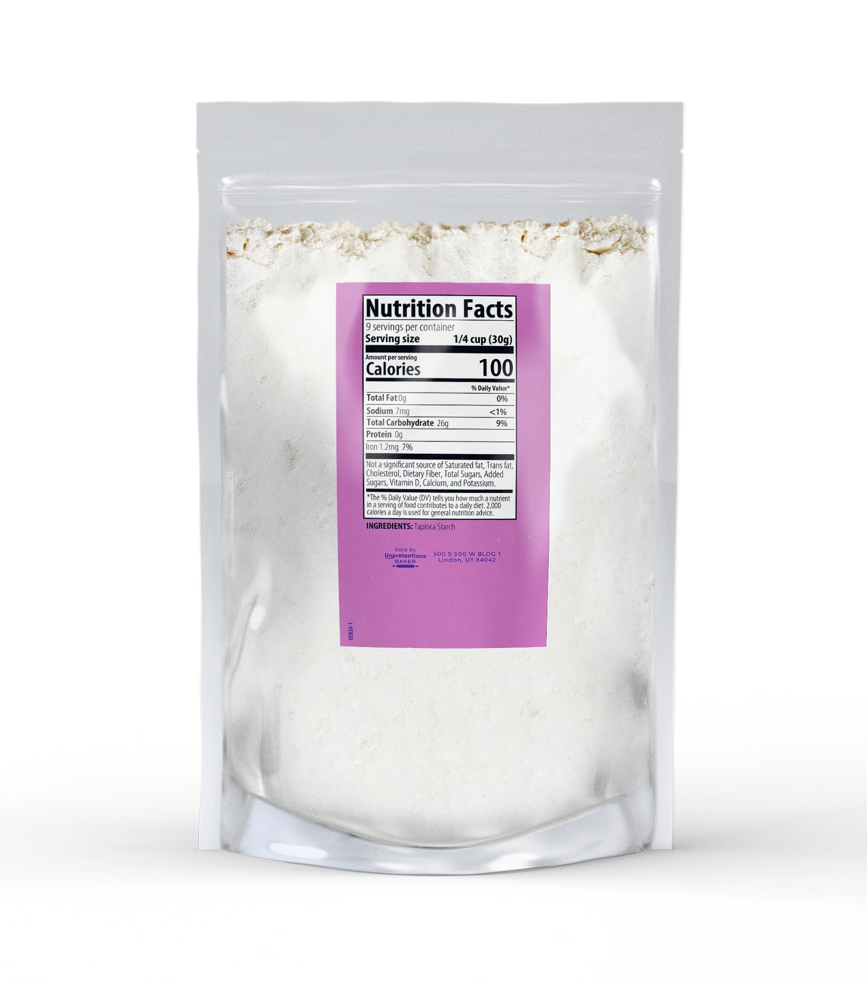 Unpretentious Baker Tapioca Starch pouring captures easy thickening for gravies and desserts.