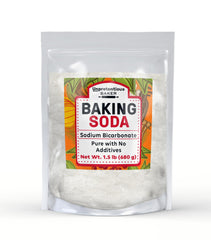 Unpretentious Baking Soda bottle pour demonstrates pantry versatility for cooking and cleaning tasks.