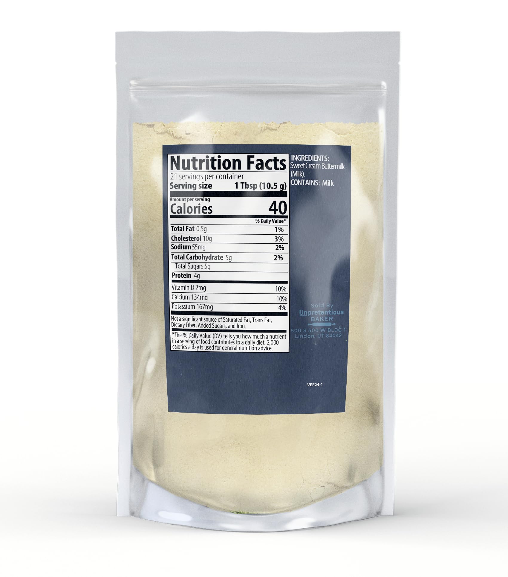 Unpretentious Buttermilk Powder, fine texture dissolves smoothly into batters.
