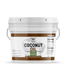 Unpretentious Coconut Oil bucket front label for versatile cooking and skincare.