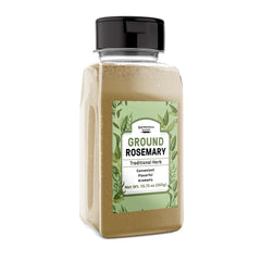 Unpretentious Ground Rosemary in a shaker jar provides bright aroma for easy seasoning