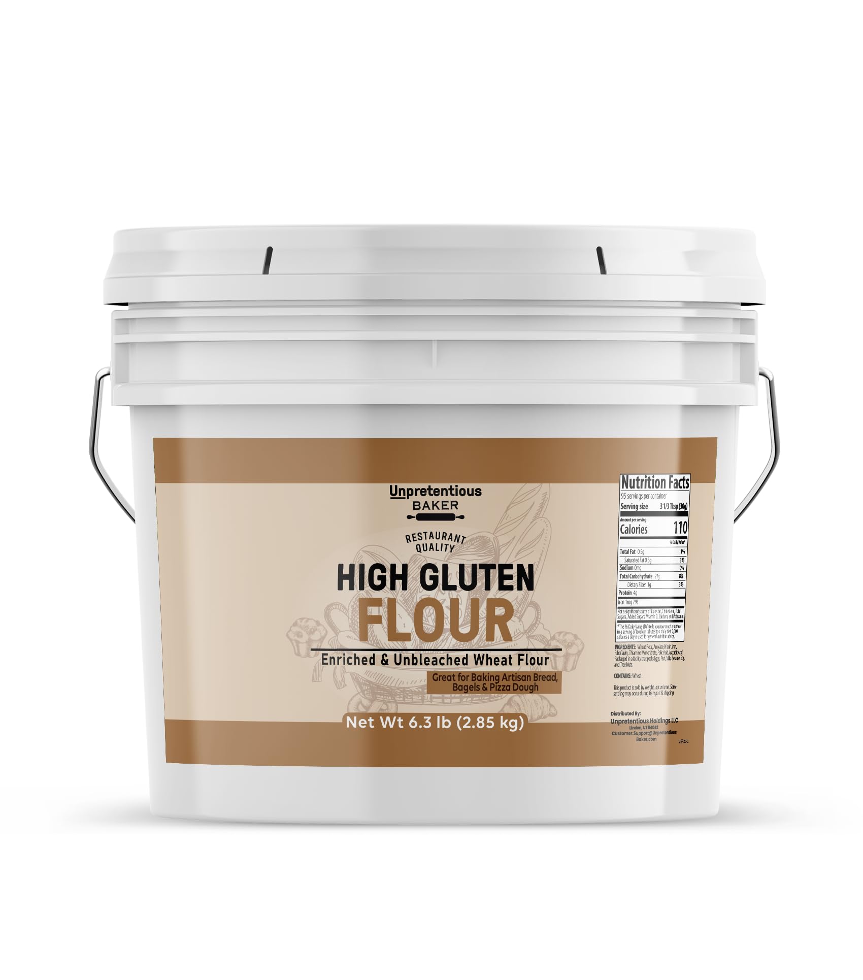 Unpretentious High Gluten Flour bulk pail for artisan bread and bakery quality dough