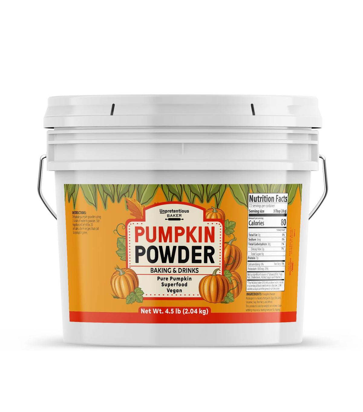 Unpretentious Pumpkin Powder bag front, ideal for bulk baking and easy storage.