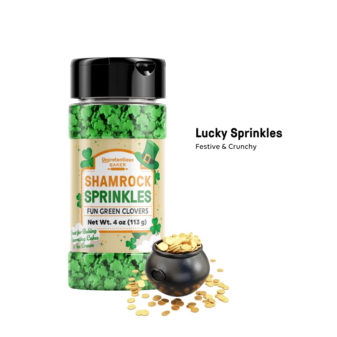 Unpretentious Shamrock Sprinkles are gluten-free, suitable for diverse dessert options.
