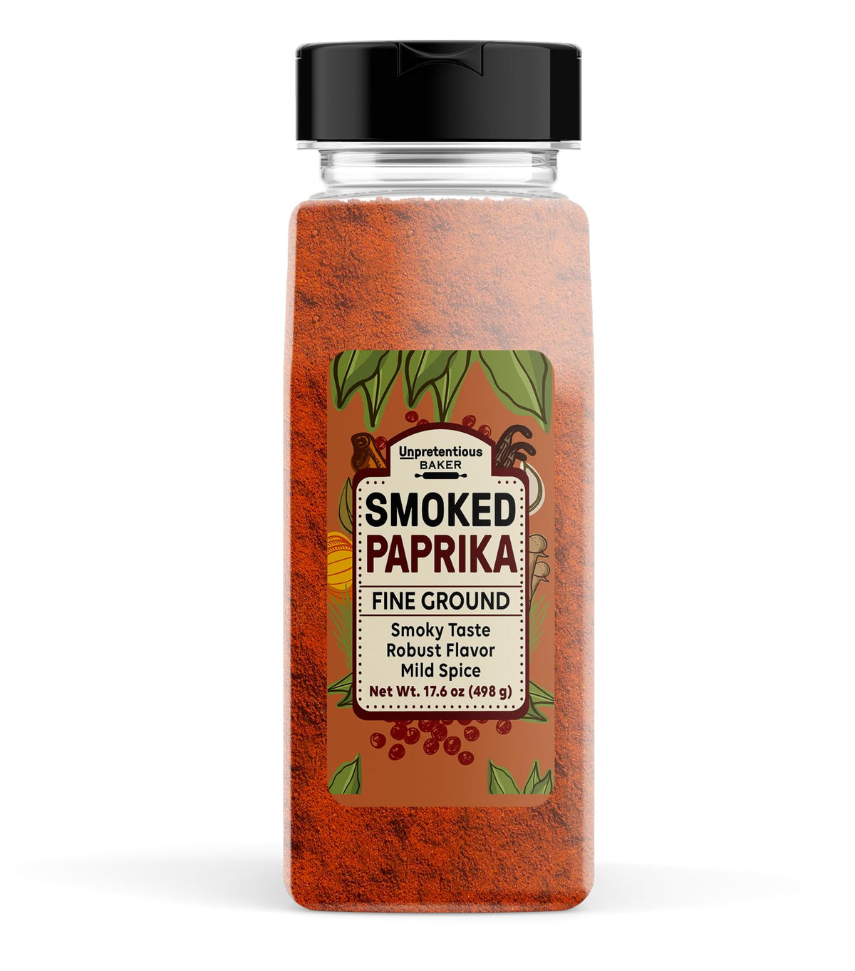 Unpretentious Smoked Paprika bag close-up showing natural color variations and pure aroma.
