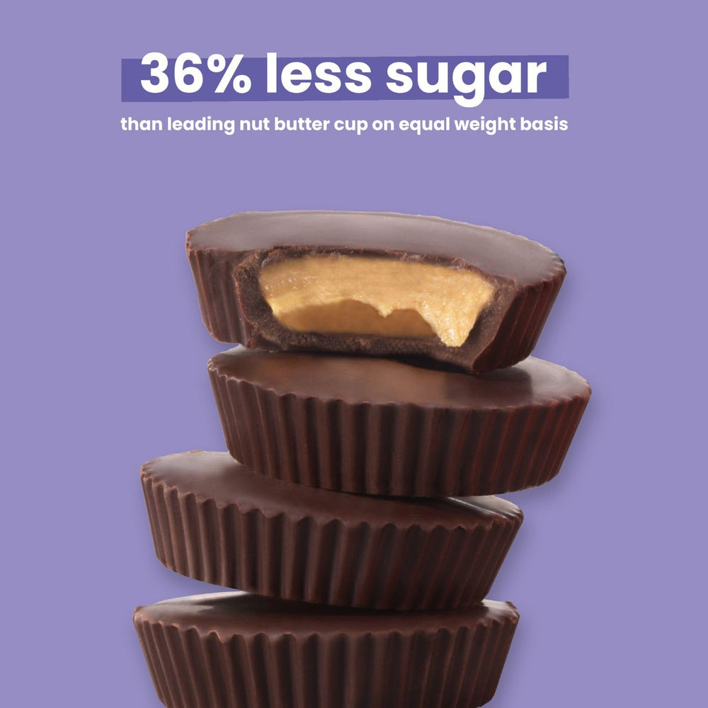 UNREAL almond butter cups closeup texture shows rich cocoa and creamy filling