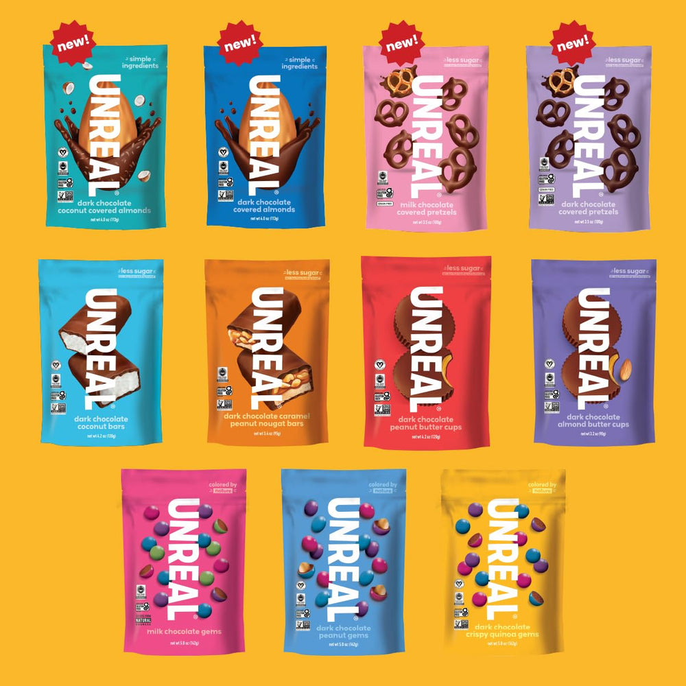 UNREAL Dk Crspy Qunoa gift idea bar wrapped for a thoughtful chocolate gift.