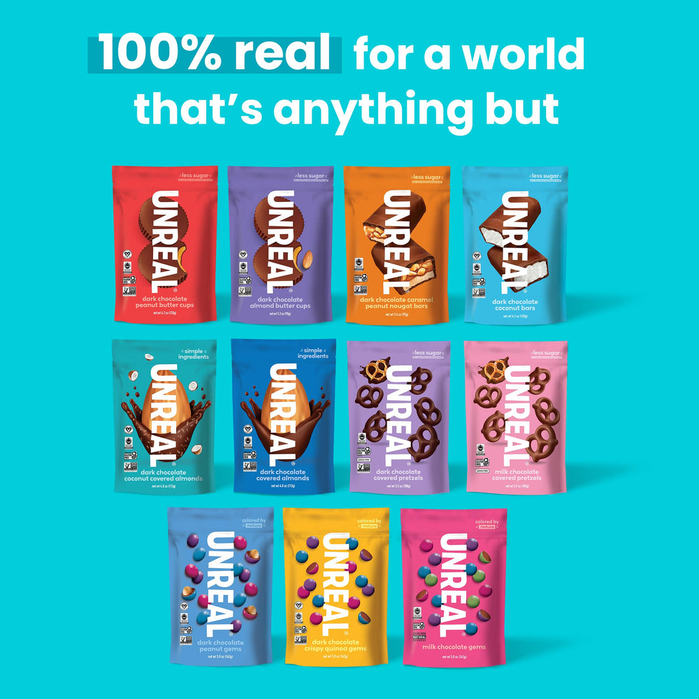 UNREAL on-the-go pack demonstrates portable snacking.