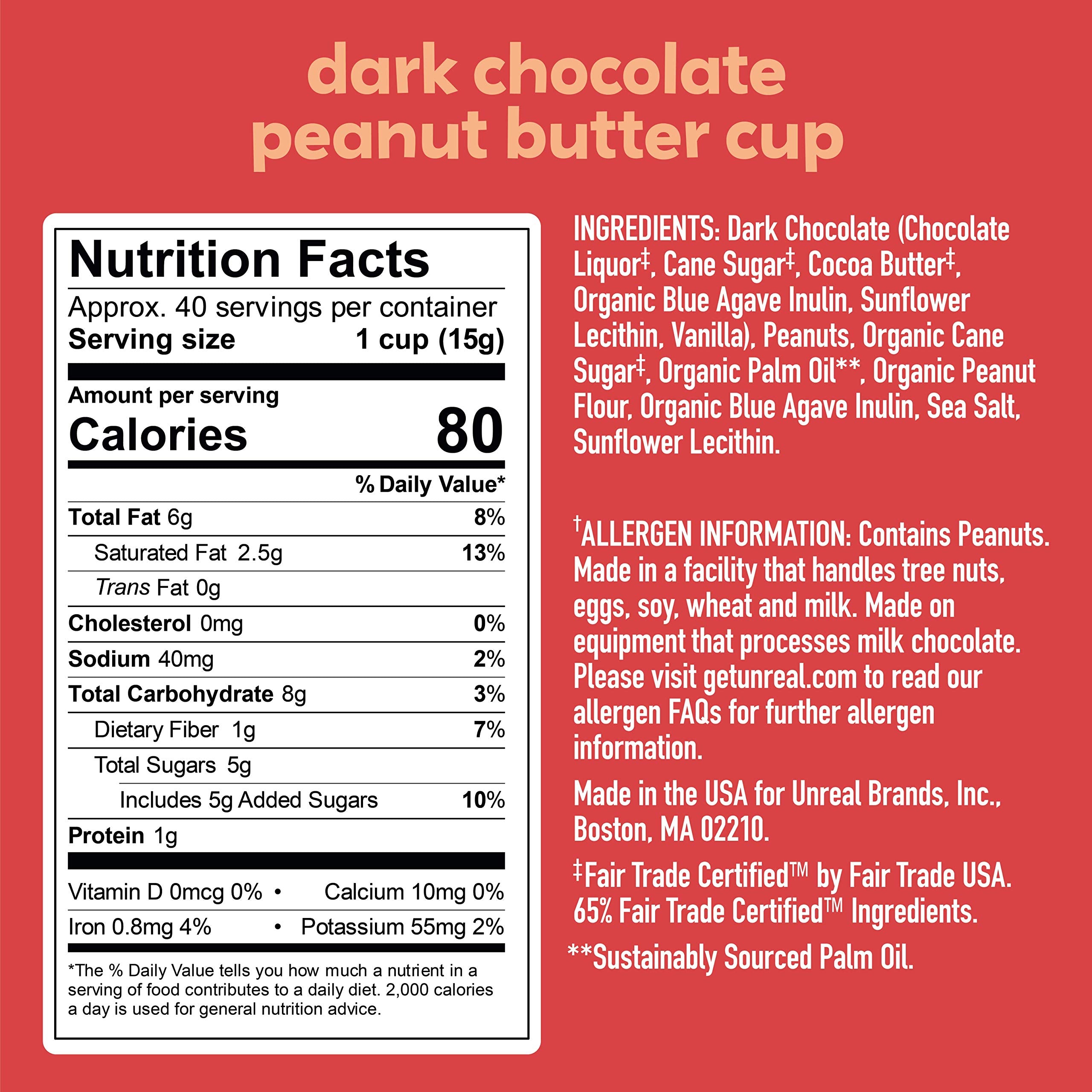 UNREAL dark chocolate peanut butter cups unwrapped ready-to-enjoy snack