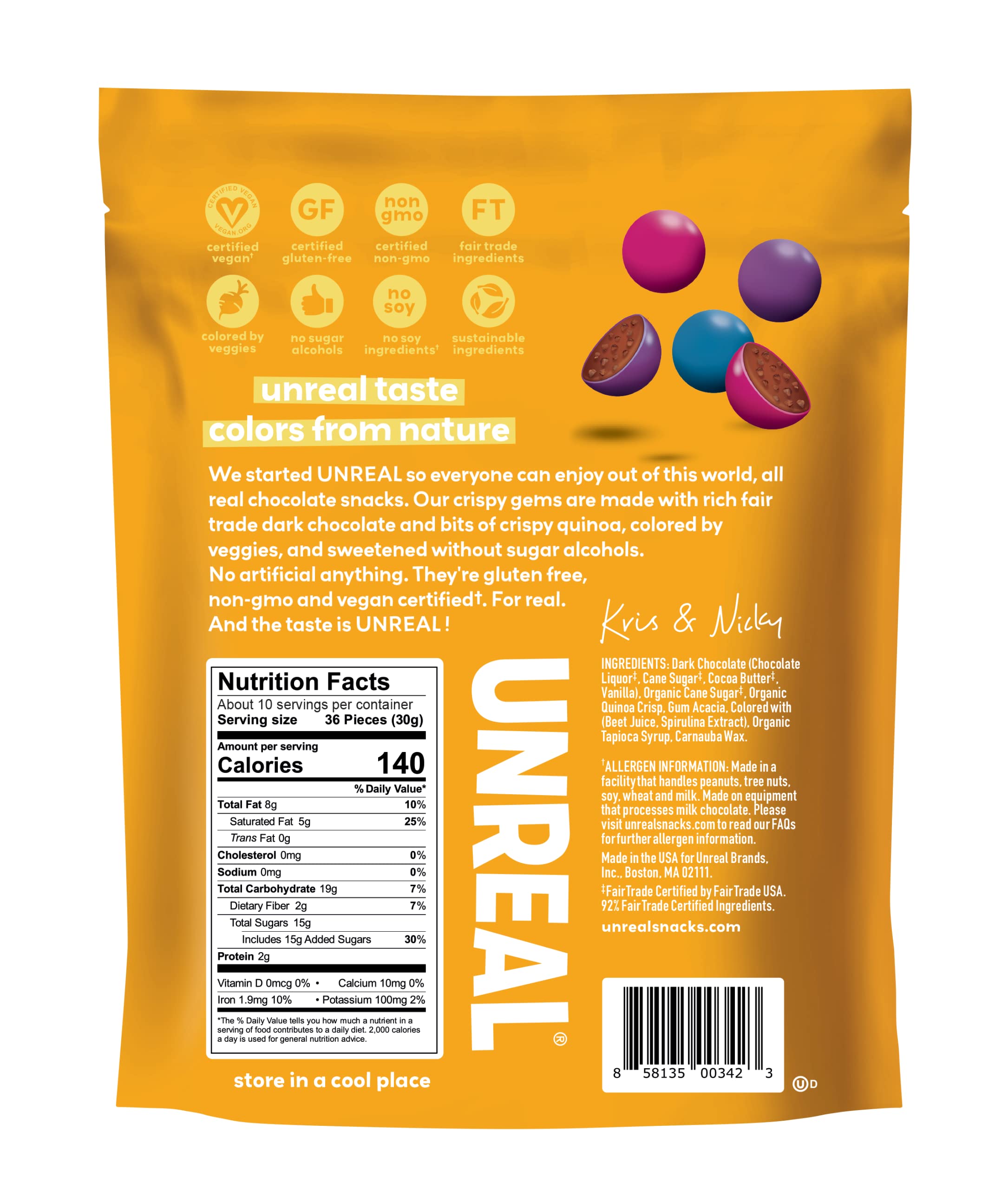 Resealable bags keep UNREAL Gems fresh and convenient.