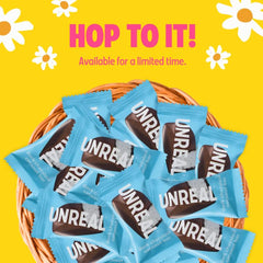 UNREAL ingredient graphic shows organic coconut and Fair Trade chocolate.